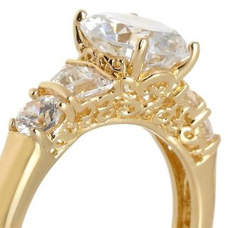 Absolute 2.5ct Round and Tapered Baguette Sides Filigree Ring