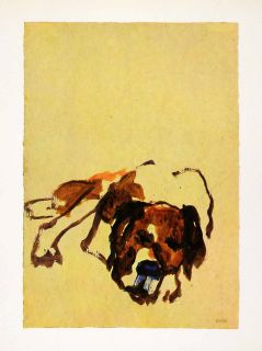1966 Print Emil Nolde Castor Dog Pet Puppy Expressionism Watercolor