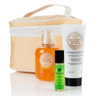 178 842 perlier perlier 3 piece hand care kit with cosmetic bag honey