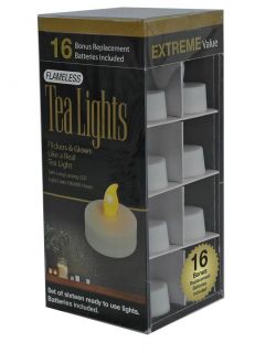 Everlasting Glow 16 Piece LED Flameless Tea Lights w 16 Extra
