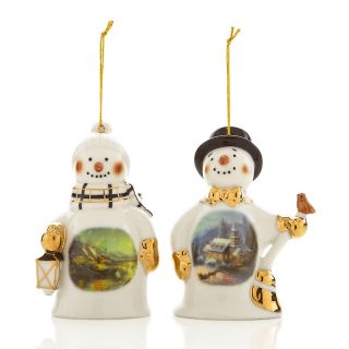 179 972 thomas kinkade thomas kinkade set of 2 snowman ornaments