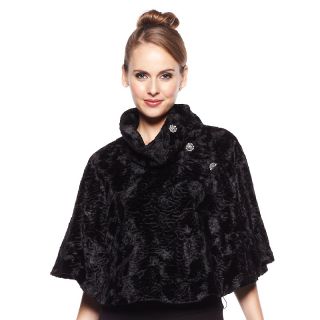 American Glamour Badgley Mischka Faux Persian Capelet with Buttons
