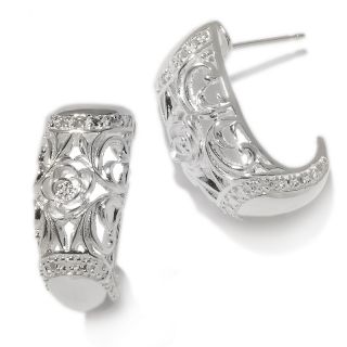 167 319 sterling silver diamond accent scroll design j hoop earrings