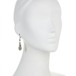 Jade of Yesteryear Jade, Amethyst and CZ Sterling Silver Pagoda Ear