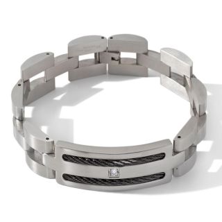 184 436 men s stainless steel id style rectangular link 8 1 2 bracelet