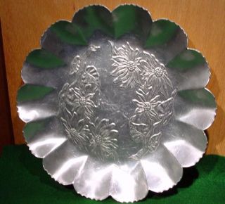 Vintage Aluminum Farber Shlevin Hand Wrought Scalloped Serving Bowl 11
