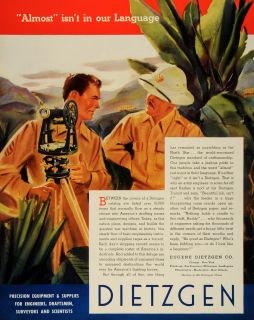 1942 Ad Eugene Dietzgen Engineer Surveyor Drafting Supplies WWII War