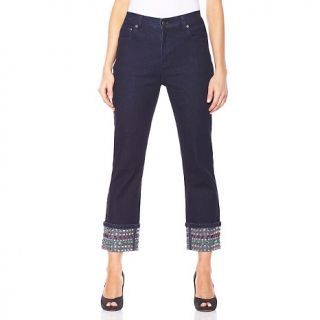 184 582 diane gilman jewels and studs cuffed boot cut cropped jeans