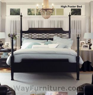 New American Federal King Black Wood Four Poster Bed Bedroom Furniture