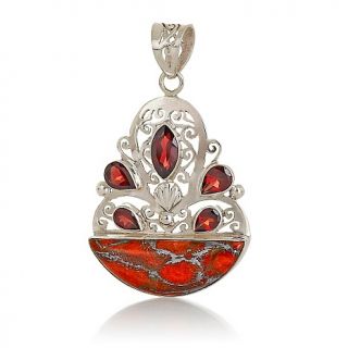 175 397 himalayan gems coral and garnet sterling silver pendant rating