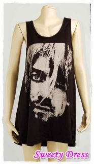 Kurt Cobain Nirvana Rock Punk Star v7 Mini Dress T shirt EMO Music S M