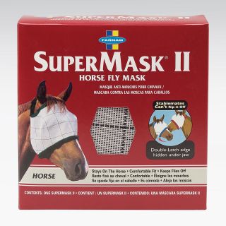 Farnam SuperMask II Horse Fly Mask Fleece Lined Ear, Noseband Gray w