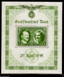 German Nazi Reich Adolf Hitler Eva Braun Wedding Stamp