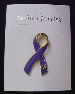 Relay for Life Purple Ribbon Austrian Crystal 4 Pins
