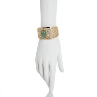 Technibond® Oval Aventurine Filigree 7 1/2 Cuff Bracelet