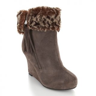 203 743 theme suede bootie with tassel and faux fur cuff note customer