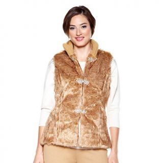 187 169 american glamour badgley mischka faux fur vest with jewel