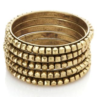 209 696 boheme by the stones faceted metal bead set of five bangle