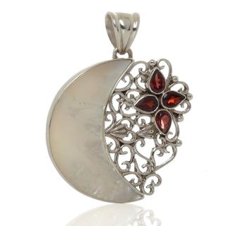 190 201 himalayan gems 1ct garnet and mother of pearl moon sterling