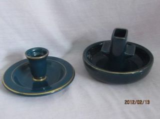 Hall China Vintage Two Piece Lot Ash Tray & Candle Holder Palmer House