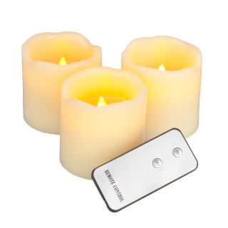 Everlasting Glow Flameless Wax Candles with Remote Control, Ivory