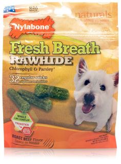 Nylabone Fresh Breath Rawhide Chlorophyll & Parsley   Beef (32 regular