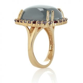 Sterling Silver Vermeil Chalcedony, Tanzanite and Rhodolite Ring at