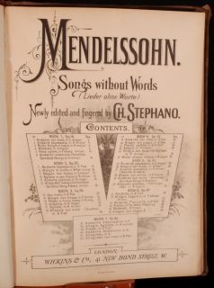 c1900 Songs without Words MENDELSSOHN Stephano