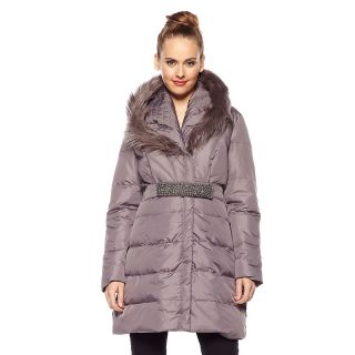 204 501 american glamour badgley mischka puffer coat with faux fur