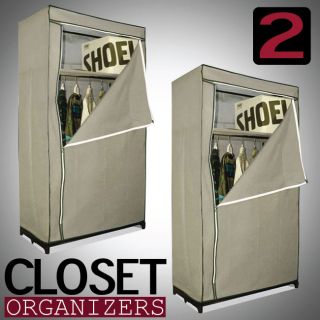  Closet Storage Organizers Large Beige Wardrobe Hanger Shoe Rack