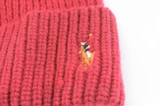 Polo Ralph Lauren Red OS Knitted Cuff Embroidered Pony Beanie Winter