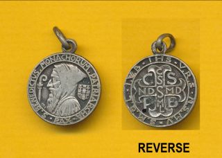 250 St Benedict Silver Plated Catholic Medal by Famous Fernand PY
