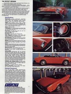 1978 Fiat 124 Spider Color Sales Brochure