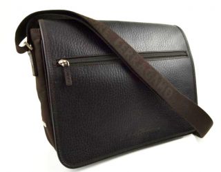 Salvatore Ferragamo Brown Nylon Leather Flap Messenger Briefcase Bag