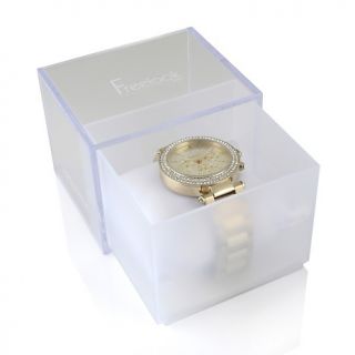Freelook Cortina Goldtone Unisex Crystal Bezel Bracelet Watch with