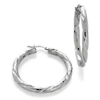 227 029 la dea bendata italian silver diamond cut twisted hoop