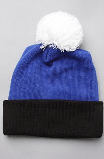 Elusive Script Pom Beanie in Blue Concrete