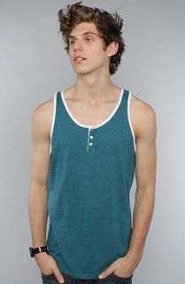 All Day The Henley Tank Top in Teal Speckle