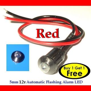 3mm 12V Red Flashing Dummy Fake Car Alarm LED Light Dash Mount Plastic