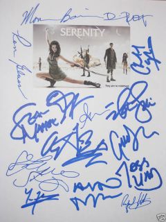 Serenity Signed Script X15 Nathan Fillion Firefly Summer Glau Torres