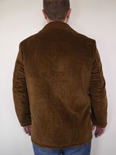 Vintage 1970s Chocolate Brown Corduroy Quilt Lined Jacket Coat USA