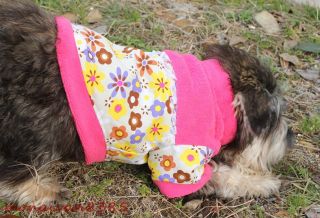 Cute Flower Fleece Canvas Pink Puppy Dog Coat Dog Clothes Apparel