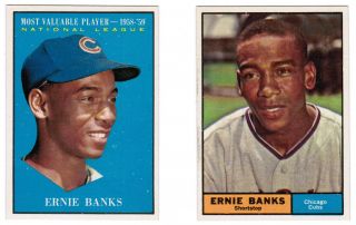 below ernie banks 350 and 485 topps 1961 chicago cubs