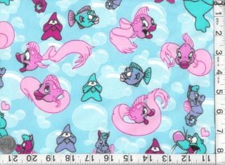  Fish N Seahorse Print Knit Cotton Fabric