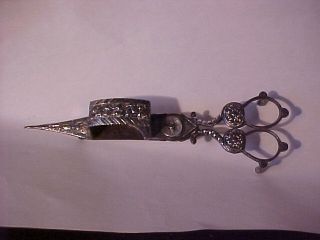 Antique Victorian Silver Footed Candle Snuffer Wick Trimmer