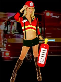 Firefighter Sexy Adult Costume includes booty shorts, suspenders