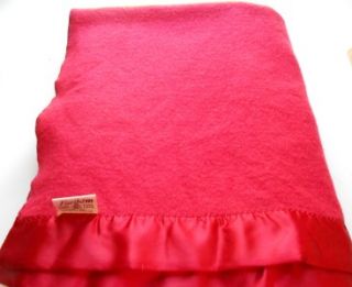 Red Pure Wool Faribo Blanket Faribault Minn 62 x 78