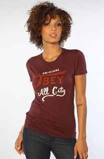 Obey The All City Original Classic Crew Tee in Bordeaux  Karmaloop