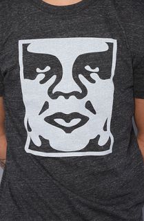Obey The Icon Face Standard Issue TriBlend Tee in Heather Onyx