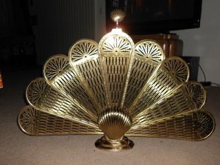 Uniflame Medium Polished Brass Shell Fan Fireplace Screen
